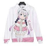 Unisex Drache Maid Cospaly Hoodie, Toru/Kanna Kamui 3D-Druck-Kostüm...