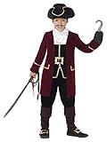 Smiffys 43997L Deluxe Piratenkapitän Kostüm, Schwarz, mit Jacket,...
