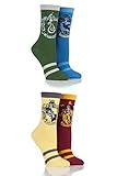 Harry Potter SOCKSHOP Damen 4 Paar Haus Abzeichen Socken - Sortiert...