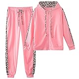 amropi Traingsanzug Damen Jogginganzug Leopard Kapuzenpullover Lange...