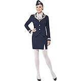 Smiffys Damen Kostüm Flugbegleiterin Stewardess Karneval Fasching...
