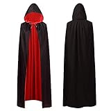 XIVISTO Halloween Umhang mit Kapuze Kapuzenumhang Schwarz Rot...