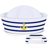 Matrosen Hut Marine Yacht Blau Kapitän Mütze mit Weiß Segelhut...