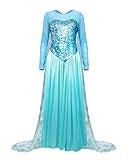 Nofonda Damen Prinzessin Kleid Elegantes Königin Kostüm Blau Frauen...