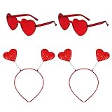 2 Pack Partybrille, 2pcs Liebe Herz Haarreifen, Retro Randlose...