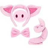 Schwein Kostüm Set Schwein Ohren Nasen Schwanz und Fliege Rosa...