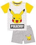 Pokemon Pikachu Gesicht Grau Gelb Jungen Kinder Short-Pyjamas...
