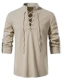 YAOHUOLE Henley Hemd Herren Langarm Leinenhemd Herren Langarm Sommer...