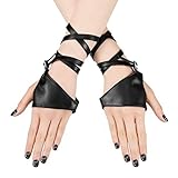 SATINIOR Leder Punk Handschuhe für Damen Halloween Kostüm Zubehör...