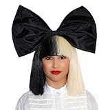 SIA Kostümperücke, zweifarbig, halbblond, schwarzer Bob, mit...