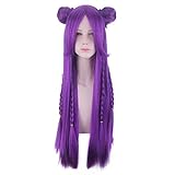 K/DA Kaisa Lange Lila Zopf Perücke Mit Brötchen Cosplay Kostüm KDA...