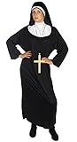 Schwarzes Nonnen Kostüm für Damen Faschin Karneval Kirchen Motto...