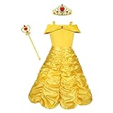 AOMIG Prinzessin Belle Kleid,3PCS Mädchen Prinzessin kostüm,Schöne...