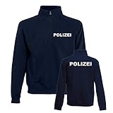 Polizei Zip Neck Sweat-Shirt DUNKELBLAU/Navy-Blue - Brust & Rücken...