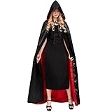 Myir JUN Unisex Umhang mit Kapuze, Umhang Schwarz Rot Cape Dracula...