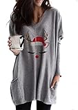 Yming Frauen Langarm Pullover Weihnachten Gedruckte Pullover Rundhals...