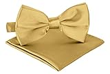 BomGuard Herren Fliege Einstecktuch Set,gold