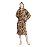 Bedruckter Bademantel Damen Frottee, 100 % Flanell, Kuschelfleece...