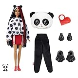 Barbie HHG22 - Cutie Reveal Puppe mit Panda-Plüschkostüm und 10...