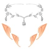 Tiara und Elfenohren Set, Kristall Prinzessin Krone Stirnband, Tiara...