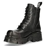 New Rock M-NEWMILI083-S19 Unisex Metallisch Kampfstiefel Schwarz Leder...