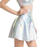 Damen Mädchen A-Linie Minirock Einfarbig Hohe Taille Faltenrock...