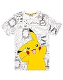Pokemon T-Shirt Jungen Pikachu Pika Comic Gamer Kinder White Top 5-6...