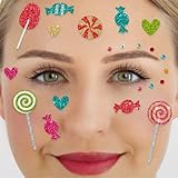 Party Factory Face Tattoo Candy Party, temporäres Glitter...