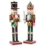 THE TWIDDLERS 2 Große Nussknacker Weihnachtsfiguren aus Holz, 30cm -...
