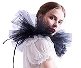 BLESSUME Renaissance Kragen Gothic Mesh Rüschen Collar (Schwarz)