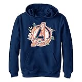 Marvel Jungen Klassisch Avenger Floral Hoodie, Heather Navy, L