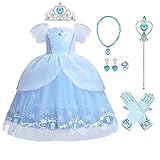 Mädchen Cinderella Kostüm Kinder Aschenputtel Kleid Karneval...