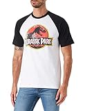Jurassic Park Herren Logo im Used-Look T-Shirt, Weiß (Weiß/Schwarz...