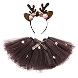 IMEKIS Kind Mädchen Weihnachtskleid Rentier Tutu Rock...
