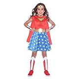 Amscan - Kinderkostüm Wonder Woman, Kleid, Umhang, Arm- und...