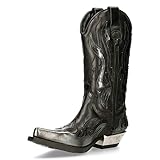 New Rock Western 7921 S3 Herren Western Cowboystiefel Schwarz Silber...