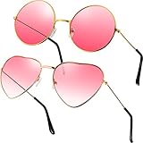 2 Paare Rosa Hippie Sonnenbrillen Retro Hippie Stil Sonnenbrillen...