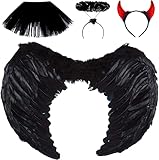 billfixers Schwarze Flügel, Schwarzer Engel Kostüm Set + 3X...