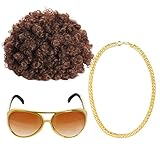 3er 70er 80er Jahre Perücke Disco Hippie Kostüm Set Afro Perücke...
