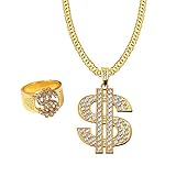 Liitata 2 Stück Dollar Zeichen Halskette Ringe Set Dollar Anhänger...