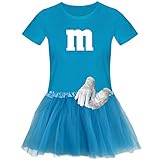T-Shirt M&M + Tüllrock Karneval Gruppenkostüm Schokolinse 11 Farben...