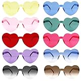 MOPOIN Herz Brille, 10 Stück Farben Party Brille Herz Sonnenbrille...