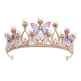 Diademe für Mädchen Kristall Tiara Perle Prinzessin Kostüm Krone...