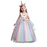 NNJXD Mädchen Einhorn Kleid Applikation Party Cosplay Halloween...