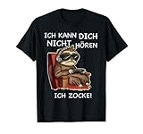 Ich kann dich nicht hören ich zocke cooles Gamer Faultier T-Shirt