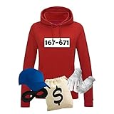 Hoodie Panzerknacker Damen Wunschnummer Kostüm-Set Karneval JGA XS -...