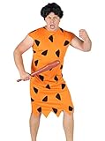 Foxxeo orange schwarzes Steinzeit Herren Kostüm für Fasching und...
