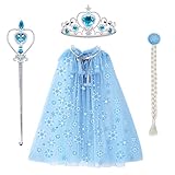 Landifor 4-teilige Prinzessin Kostüme Kinder Prinzessinsumhang elsa...