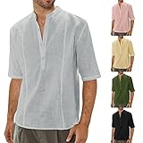 T Shirt Weiß Herren Oversize V-Ausschnitt Stretch Slim Fit Rundhals...