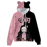 zhedu Demon Slayer Cosplay Kostüm Hoodies Süße Katzenohr...